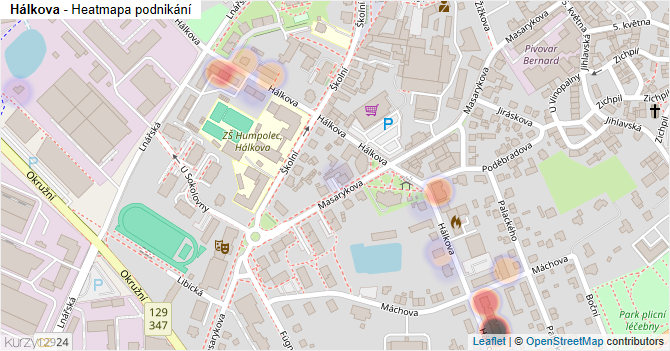 Hálkova - mapa podnikání