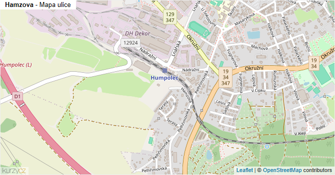 Hamzova - mapa ulice