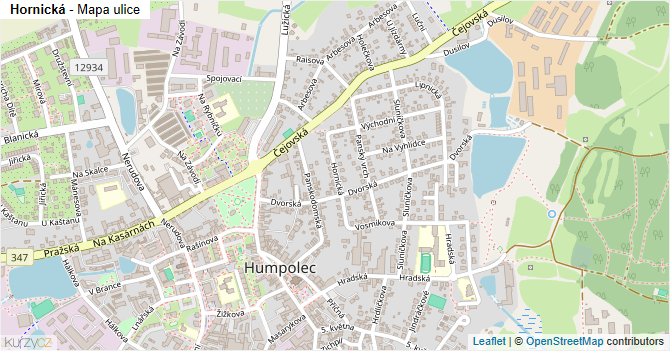 Hornická - mapa ulice
