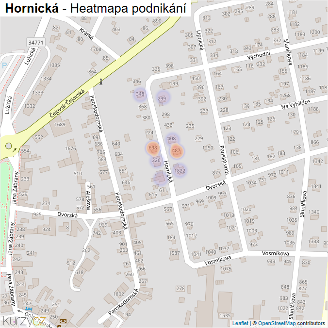 Mapa Hornická - Firmy v ulici.