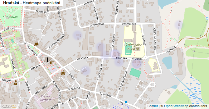Hradská - mapa podnikání