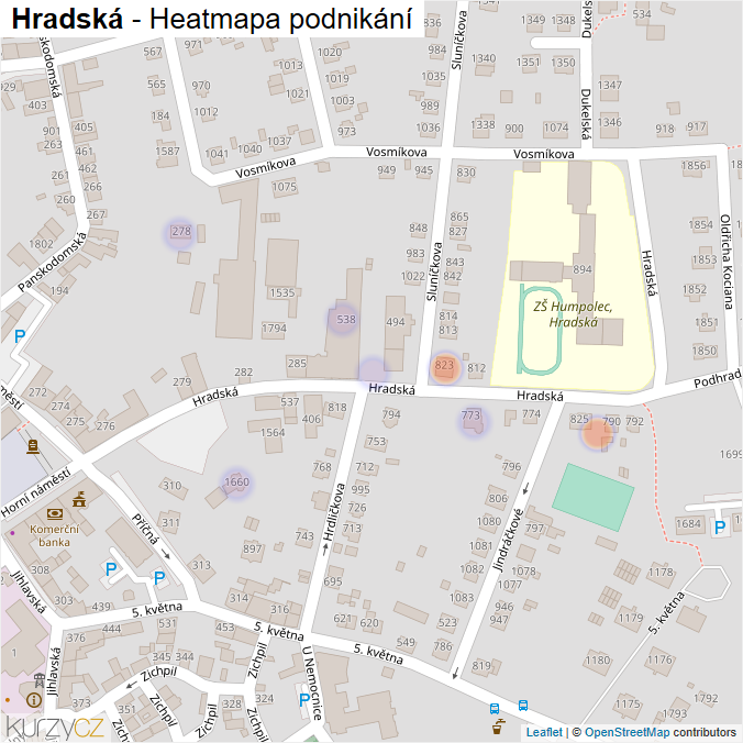 Mapa Hradská - Firmy v ulici.