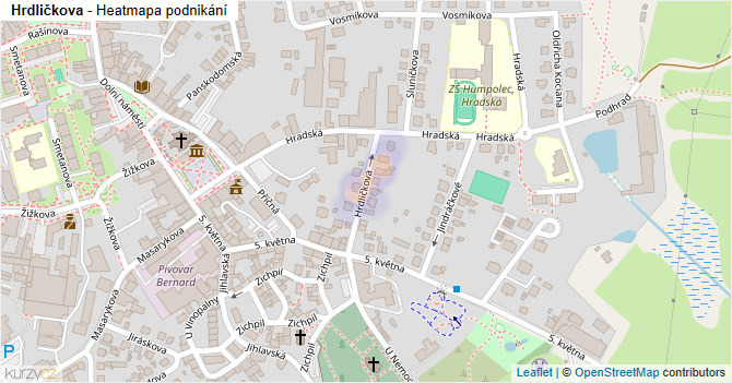Hrdličkova - mapa podnikání