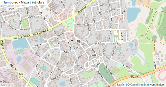 Humpolec - mapa části obce