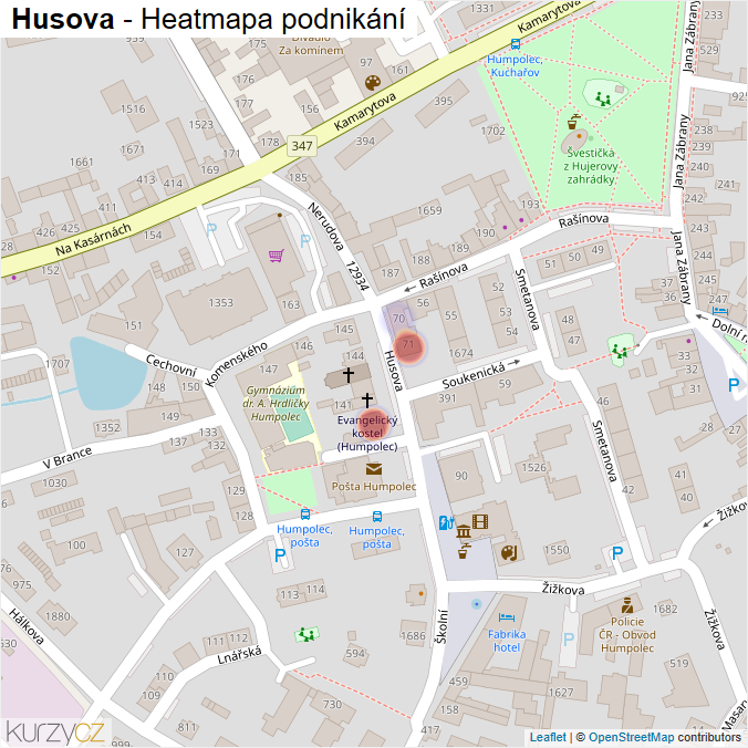 Mapa Husova - Firmy v ulici.