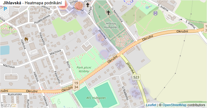 Jihlavská - mapa podnikání
