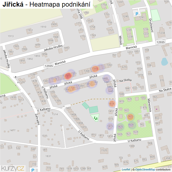 Mapa Jiřická - Firmy v ulici.