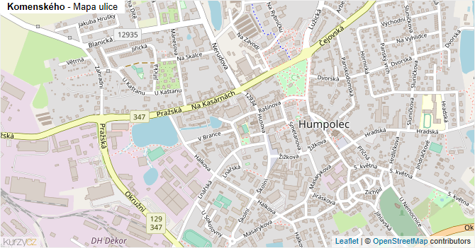 Komenského - mapa ulice