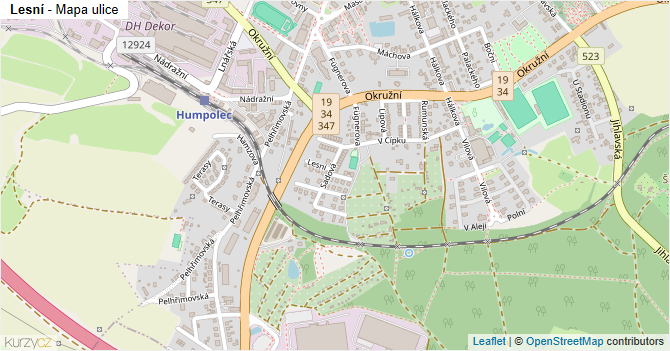 Lesní - mapa ulice