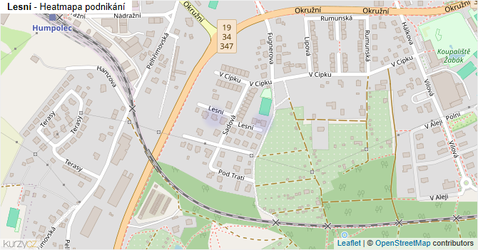 Lesní - mapa podnikání