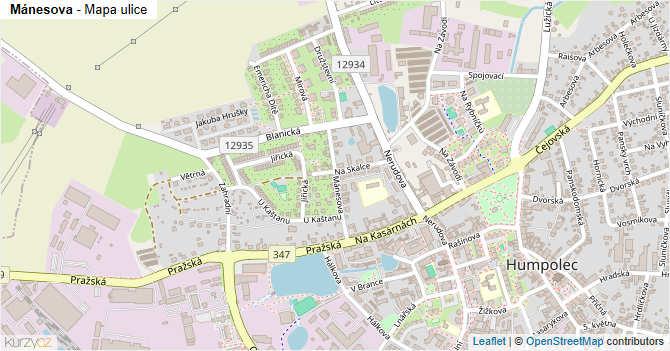 Mánesova - mapa ulice