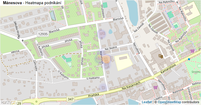 Mánesova - mapa podnikání