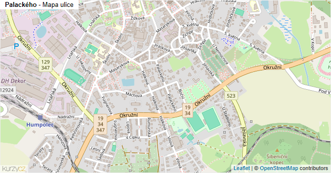Palackého - mapa ulice