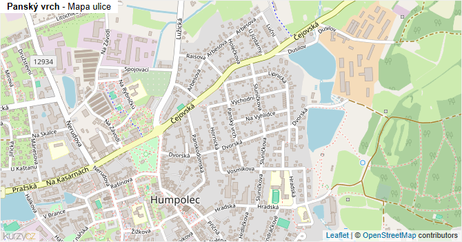 Panský vrch - mapa ulice
