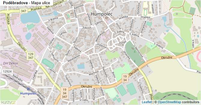 Poděbradova - mapa ulice