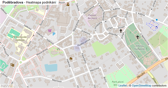 Poděbradova - mapa podnikání
