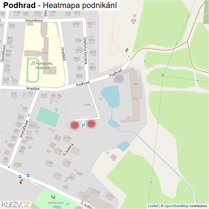 Mapa Podhrad - Firmy v ulici.