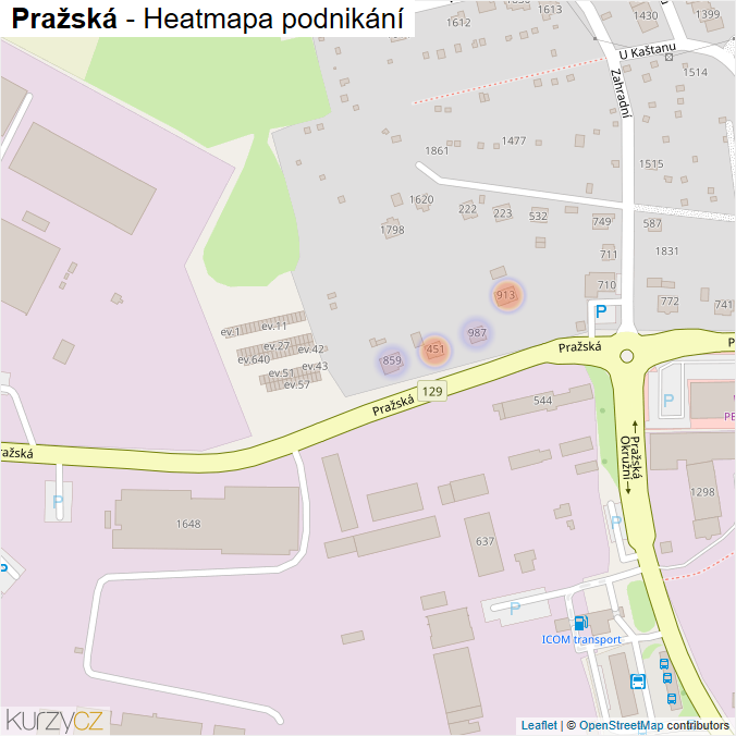 Mapa Pražská - Firmy v ulici.