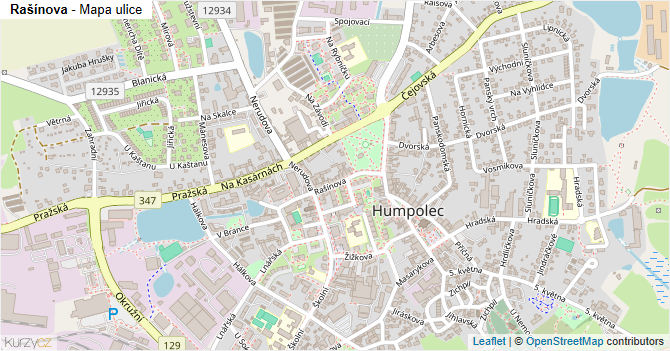 Rašínova - mapa ulice