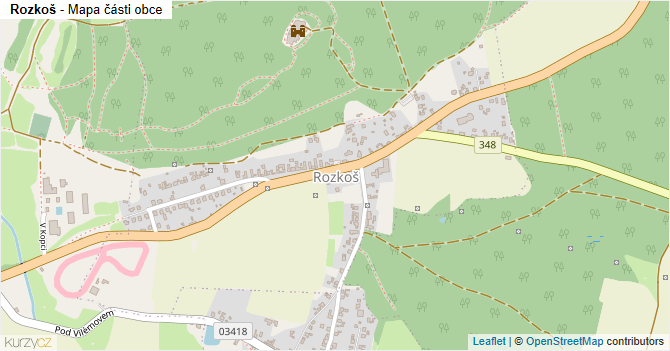 Rozkoš - mapa části obce