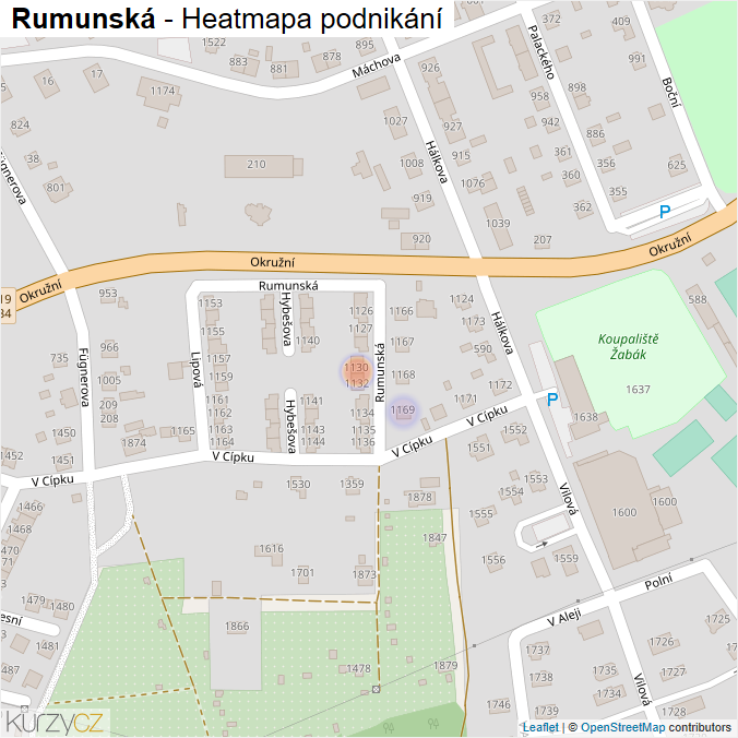 Mapa Rumunská - Firmy v ulici.