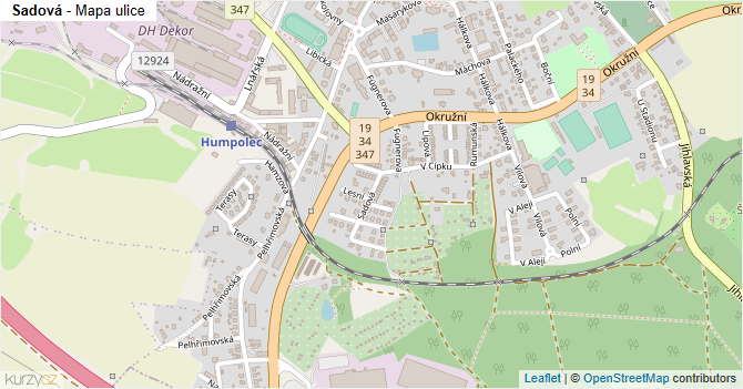 Sadová - mapa ulice