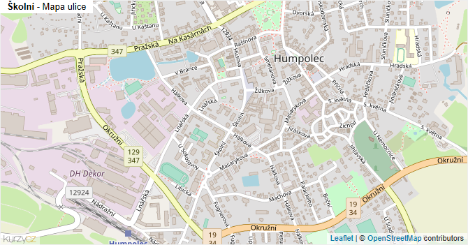 Školní - mapa ulice