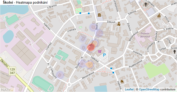 Školní - mapa podnikání