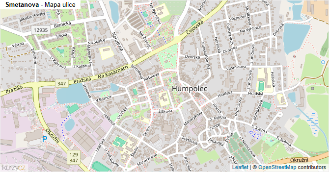 Smetanova - mapa ulice