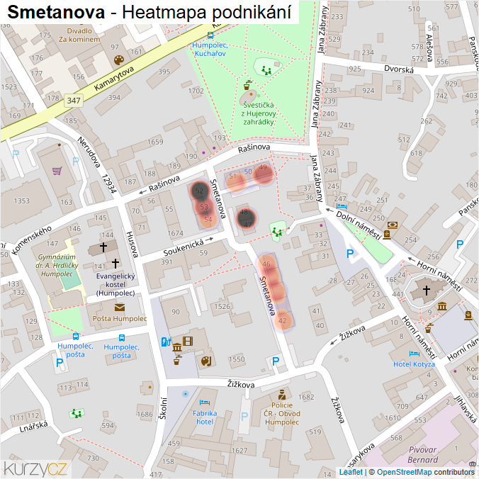 Mapa Smetanova - Firmy v ulici.