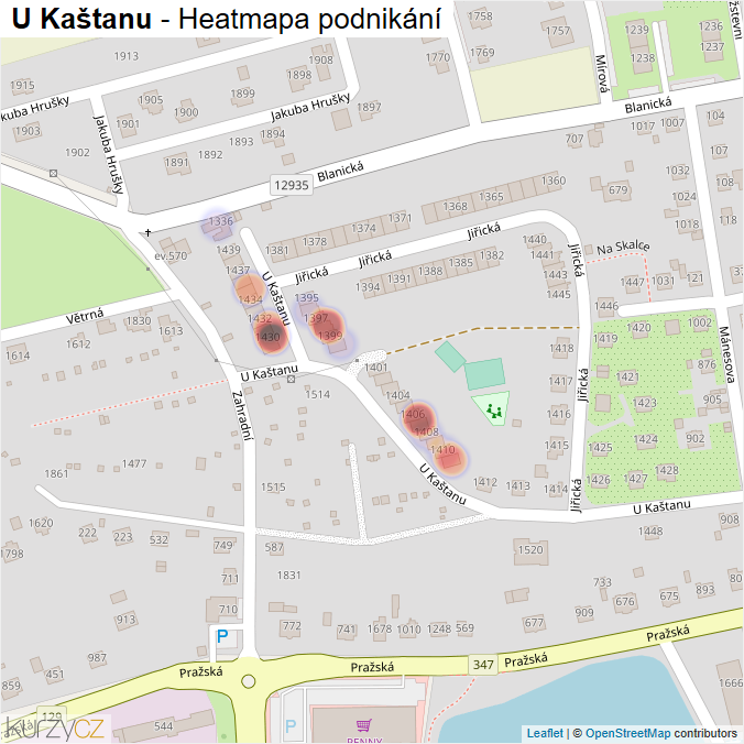 Mapa U Kaštanu - Firmy v ulici.