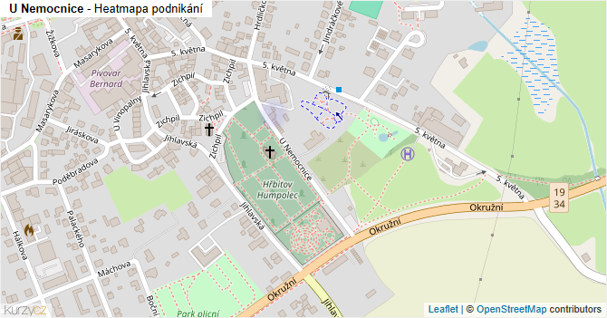 U Nemocnice - mapa podnikání
