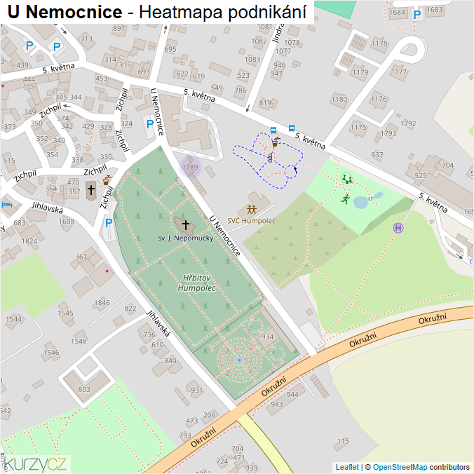 Mapa U Nemocnice - Firmy v ulici.