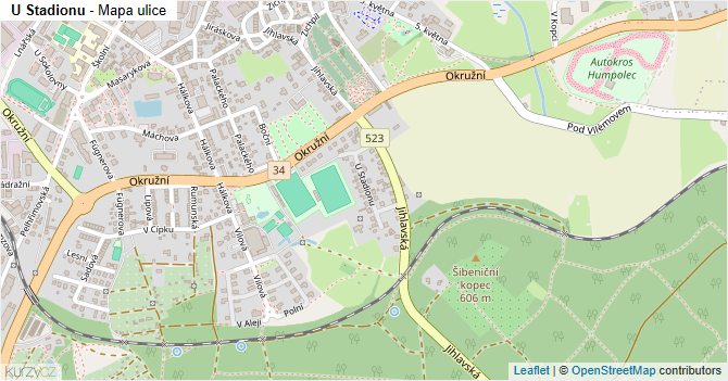 U Stadionu - mapa ulice