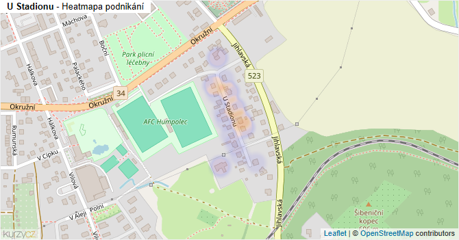 U Stadionu - mapa podnikání