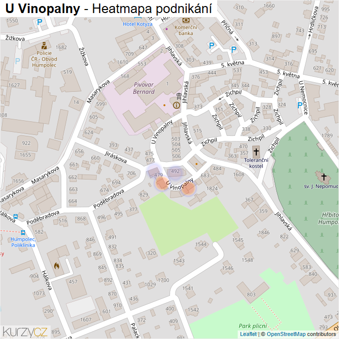 Mapa U Vinopalny - Firmy v ulici.