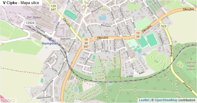 V Cípku - mapa ulice
