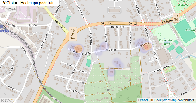 V Cípku - mapa podnikání