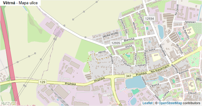 Větrná - mapa ulice