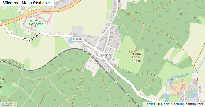 Vilémov - mapa části obce