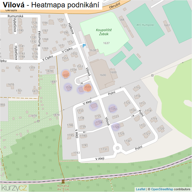 Mapa Vilová - Firmy v ulici.