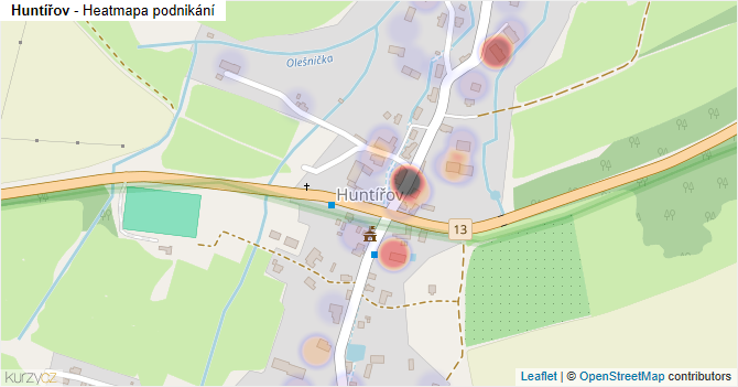 Huntířov - mapa podnikání