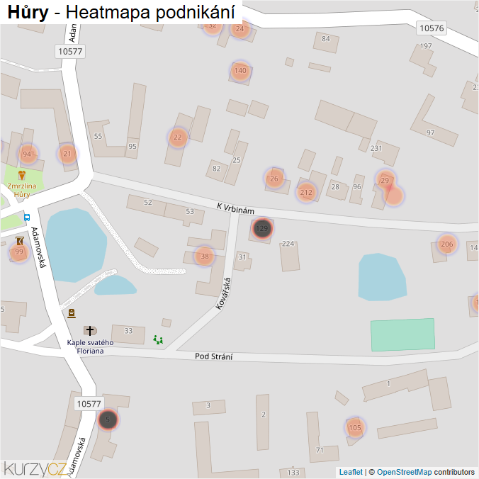 Mapa Hůry - Firmy v obci.