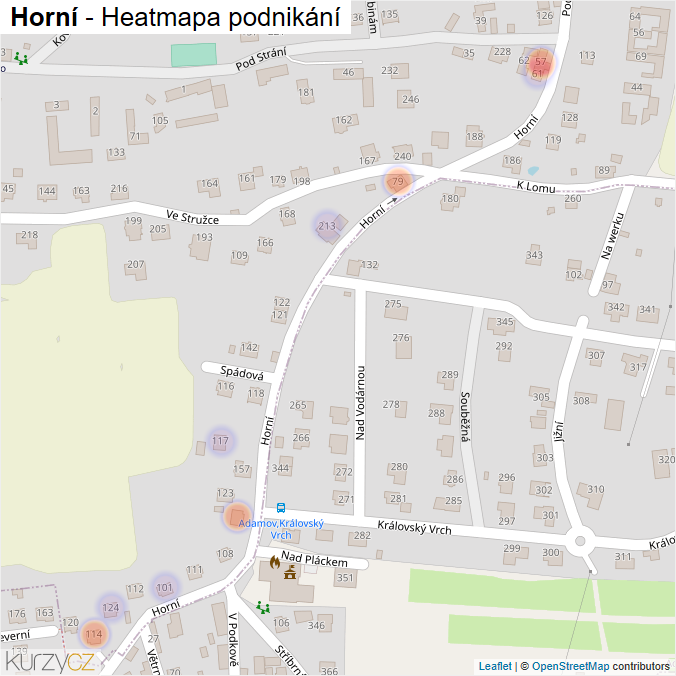 Mapa Horní - Firmy v ulici.