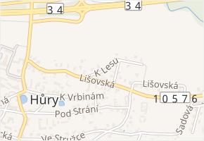 K Lesu v obci Hůry - mapa ulice
