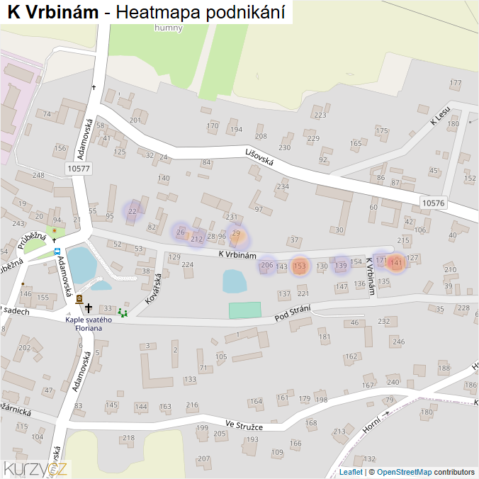 Mapa K Vrbinám - Firmy v ulici.