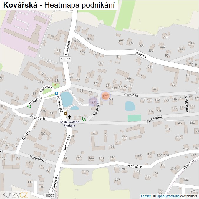Mapa Kovářská - Firmy v ulici.