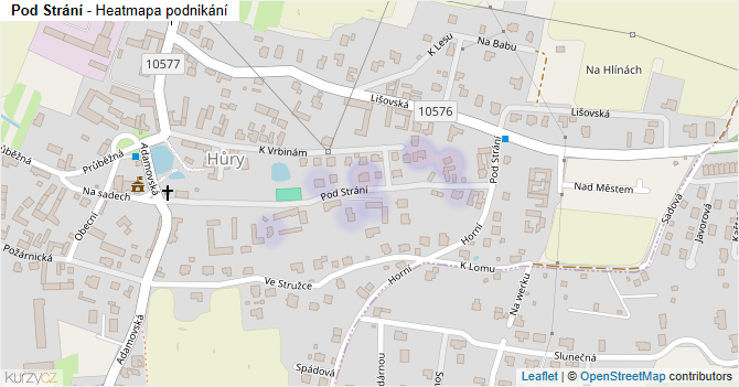 Pod Strání - mapa podnikání
