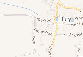 Požárnická v obci Hůry - mapa ulice