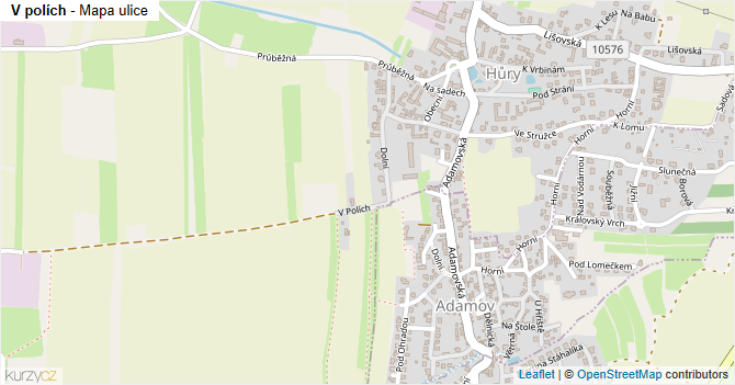 V polích - mapa ulice